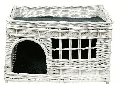 Lit pour chat/animal de compagnie en saule blanc double-naturel