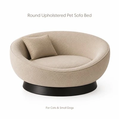 Canapé-lit rond rembourré pour animaux de compagnie